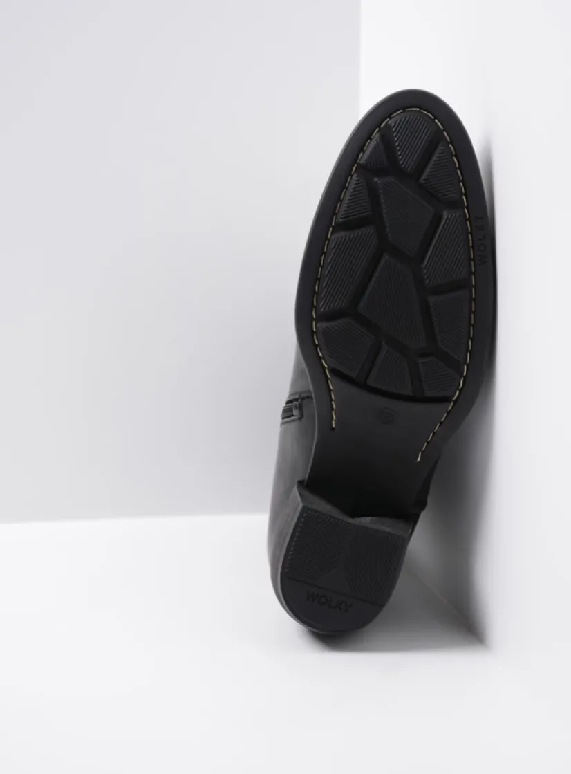 Wolky Caprock - zwart leer<DAMES Halfhoge Laarzen|Cowboylaarzen