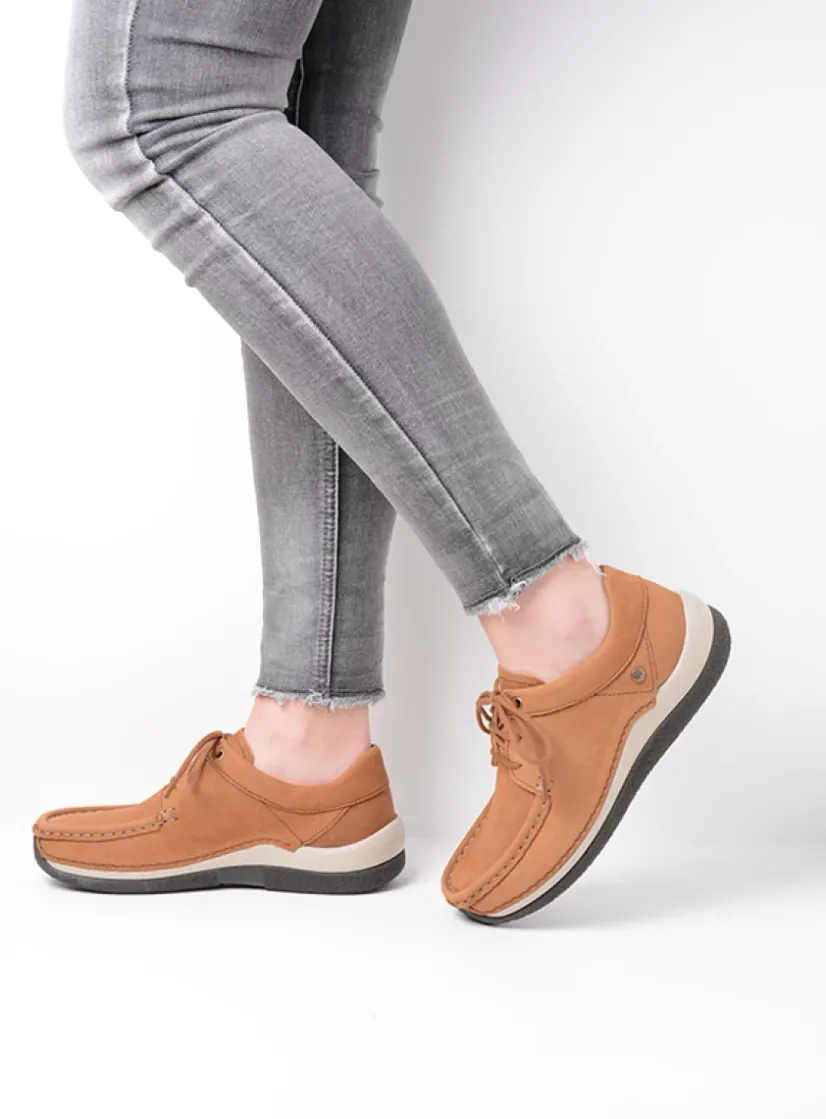 Wolky Celebration - cognac nubuck<DAMES Lage Veterschoenen|Sneakers