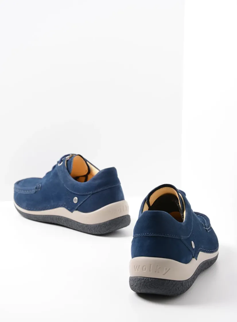 Wolky Celebration - denimblauw nubuck<DAMES Lage Veterschoenen|Sneakers