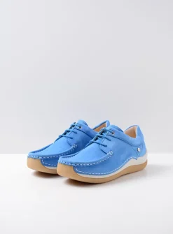 Wolky Celebration - hemelsblauw nubuck<DAMES Lage Veterschoenen|Sneakers