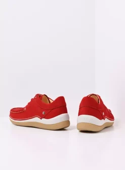 Wolky Celebration - rood nubuck<DAMES Lage Veterschoenen|Sneakers