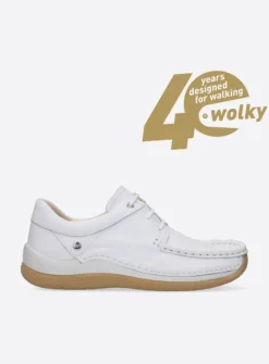 Wolky Celebration - wit leer<DAMES Lage Veterschoenen|Sneakers