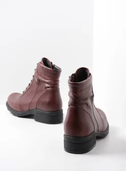 Wolky Center XW - bordeauxrood leer<DAMES Veterlaarzen|Biker Boots