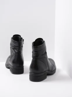 Wolky Center XW - zwart leer<DAMES Veterlaarzen|Biker Boots