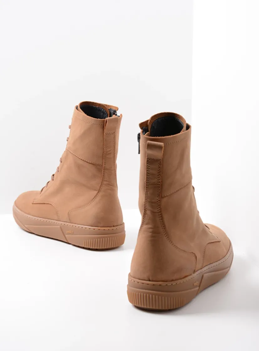 Wolky Check - cognac nubuck<DAMES Hoge Veterschoenen|Veterlaarzen