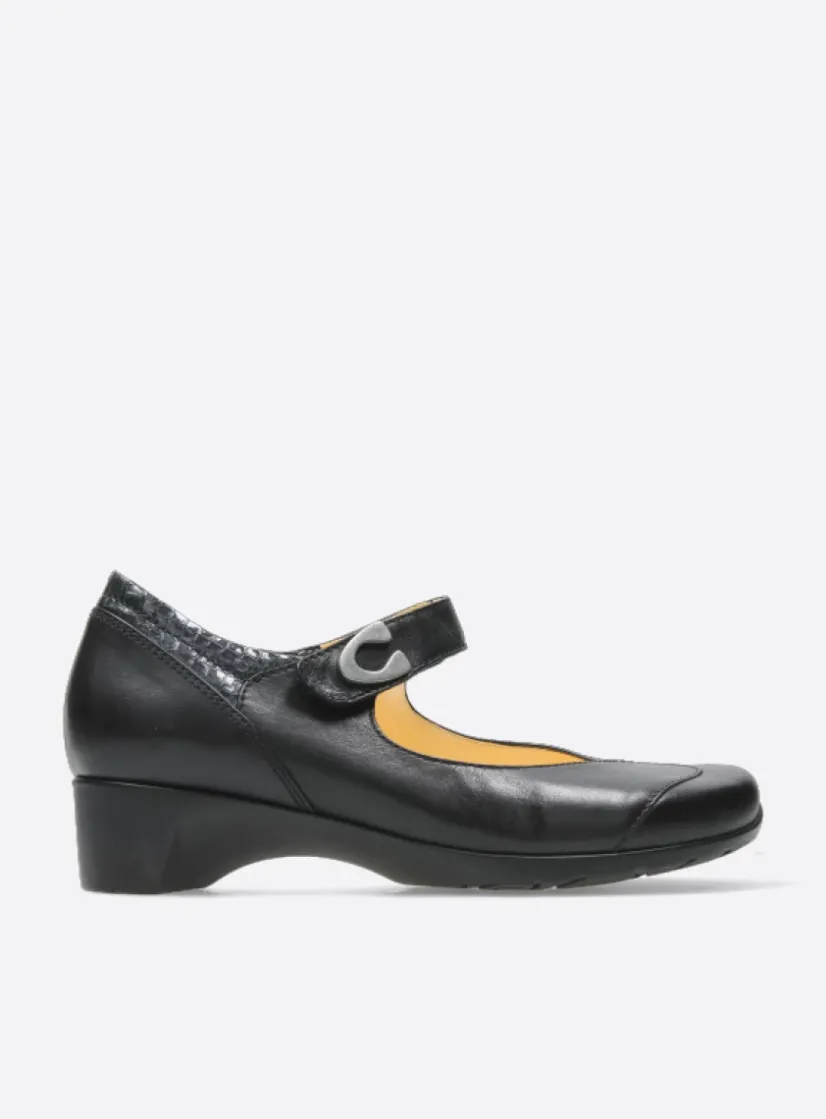 Wolky Chili - zwart leer<DAMES Herfst/Winter|Bandschoenen