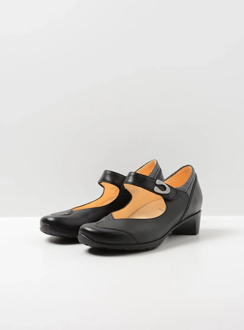 Wolky Chili - zwart leer<DAMES Herfst/Winter|Bandschoenen