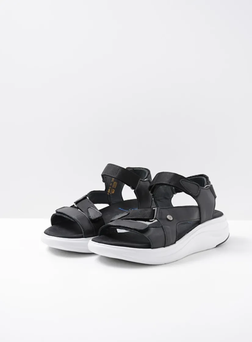 Wolky Cirro - zwart-wit leer<DAMES Sandalen