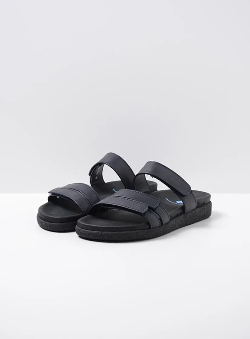 Wolky Cirrus - donkerblauw leer<DAMES Slippers