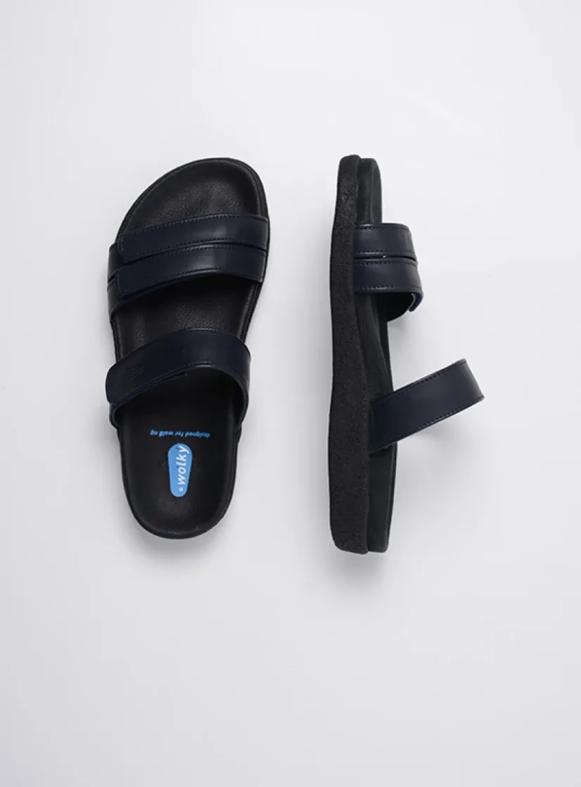 Wolky Cirrus - donkerblauw leer<DAMES Slippers