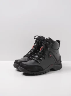 Wolky City Tracker WP - zwart leer<DAMES Hoge Veterschoenen|Wandelschoenen