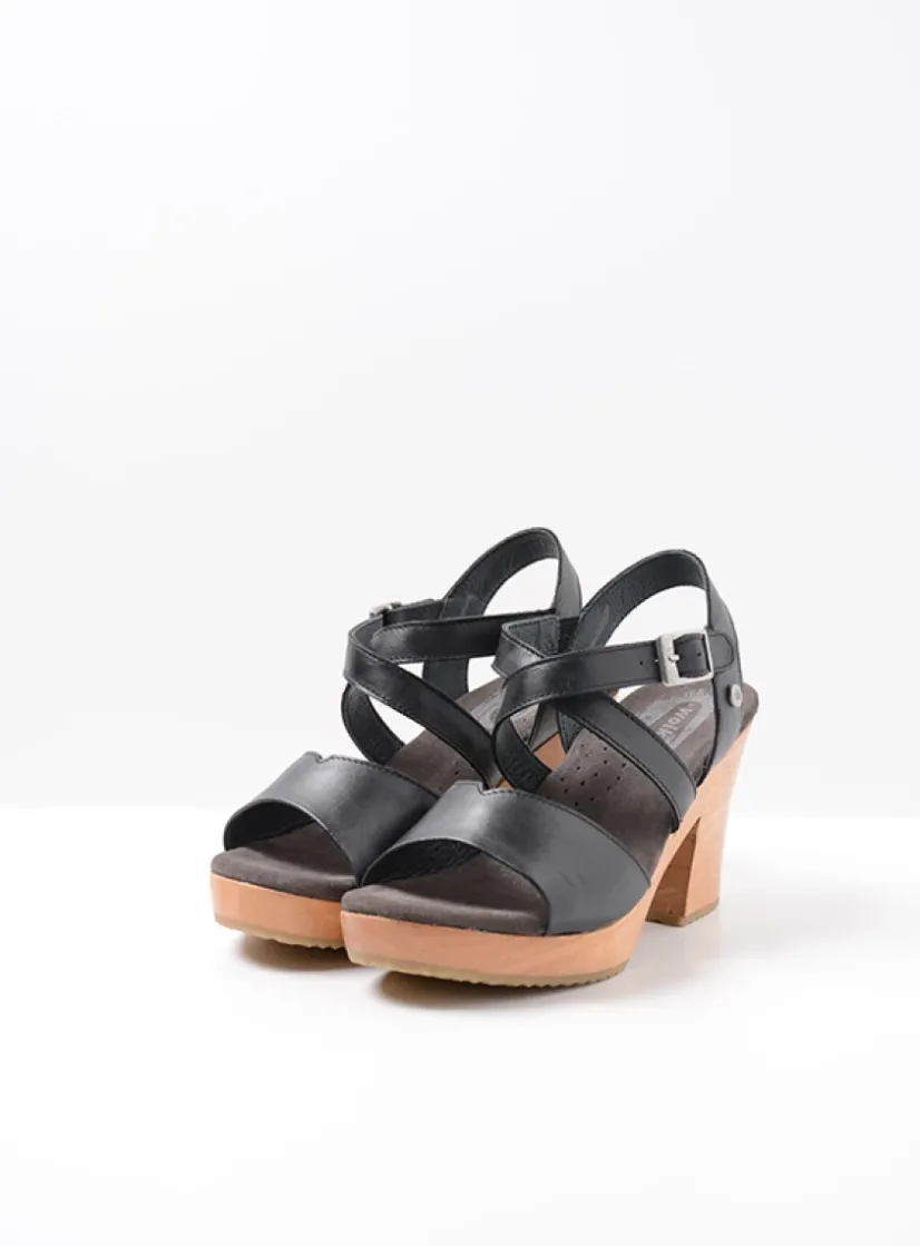 Wolky Cloudy - zwart leer<DAMES Sandalen