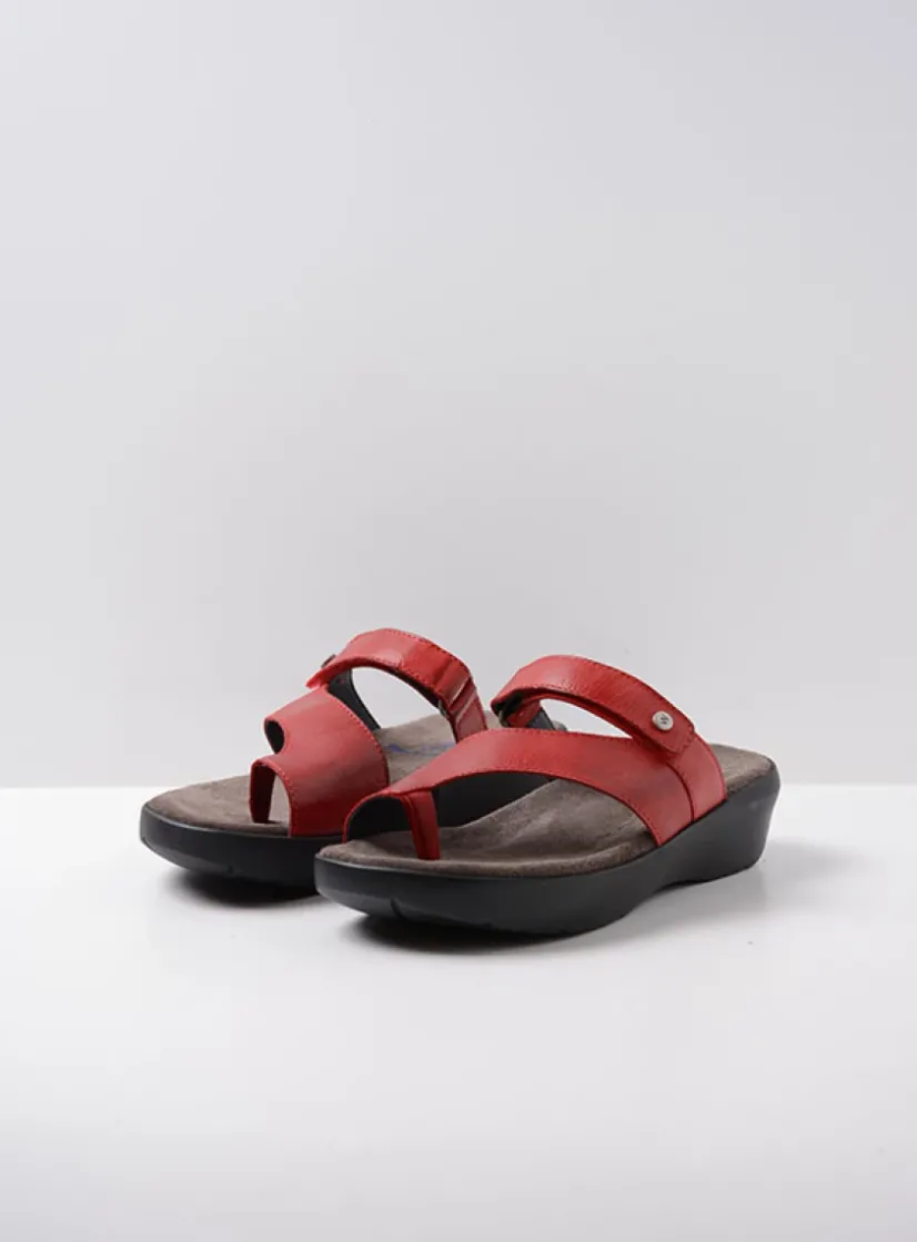 Wolky Collins - rood leer<DAMES Slippers