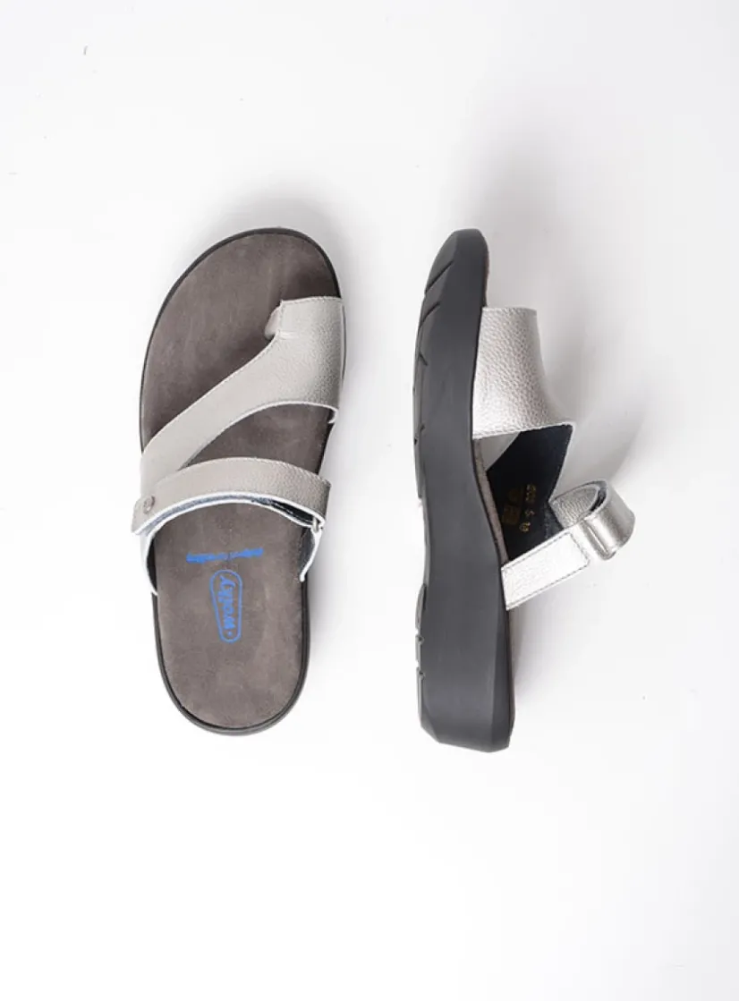 Wolky Collins - zilver leer<DAMES Slippers
