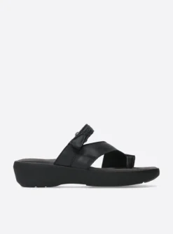 Wolky Collins - zwart leer<DAMES Slippers