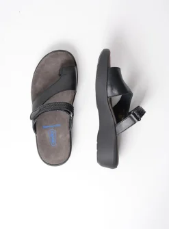 Wolky Collins - zwart leer<DAMES Slippers
