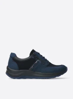 Wolky Comrie - blauw combi leer<DAMES Lage Veterschoenen|Wandelschoenen