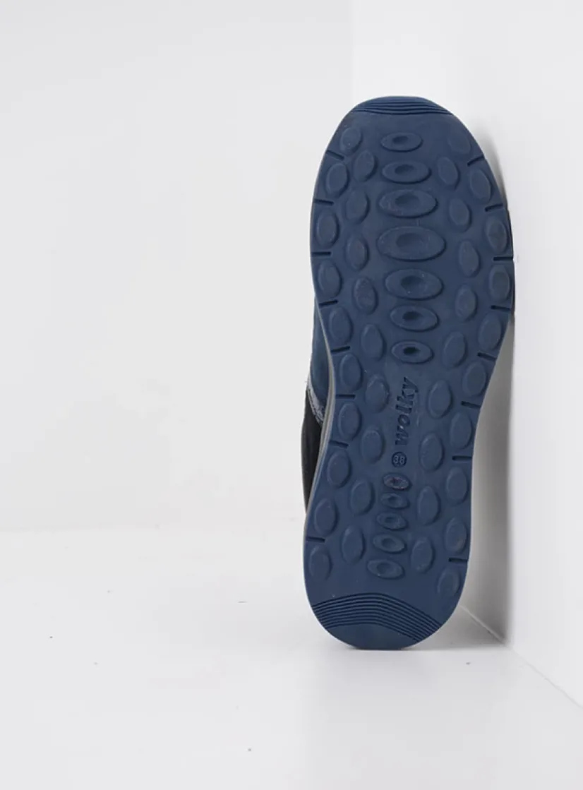 Wolky Comrie - blauw combi leer<DAMES Lage Veterschoenen|Wandelschoenen