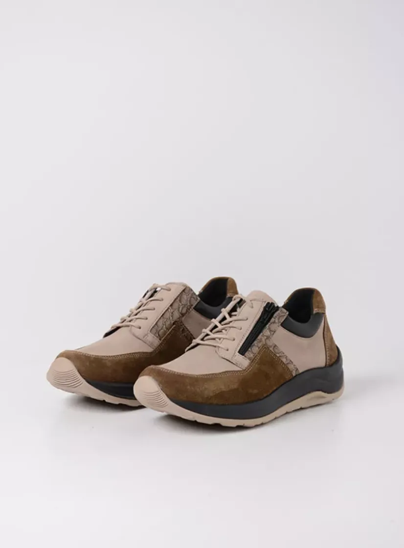Wolky Comrie - safari combi leer<DAMES Lage Veterschoenen|Wandelschoenen