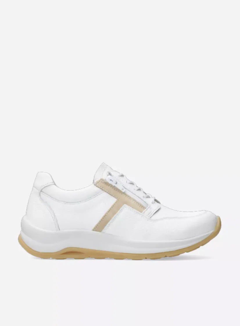 Wolky Comrie - wit/beige leer<DAMES Lage Veterschoenen|Wandelschoenen