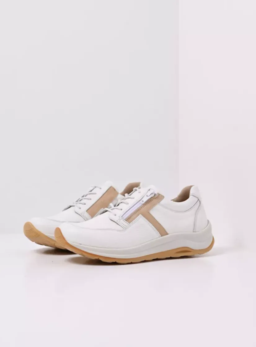 Wolky Comrie - wit/beige leer<DAMES Lage Veterschoenen|Wandelschoenen