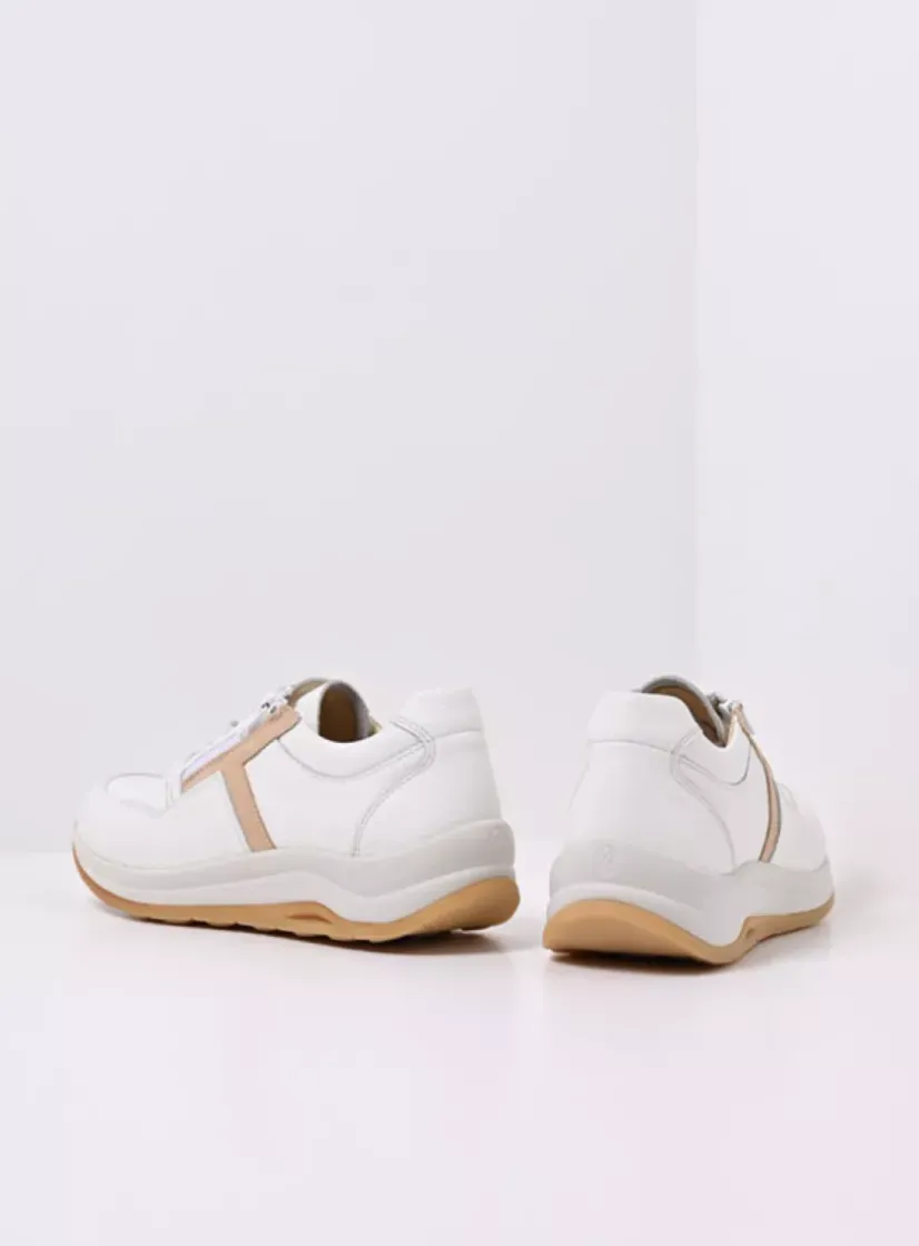 Wolky Comrie - wit/beige leer<DAMES Lage Veterschoenen|Wandelschoenen