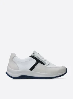 Wolky Comrie - wit/denim combi leer<DAMES Lage Veterschoenen|Wandelschoenen