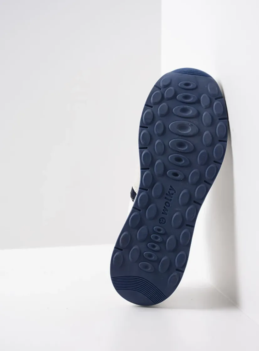 Wolky Comrie - wit/denim combi leer<DAMES Lage Veterschoenen|Wandelschoenen
