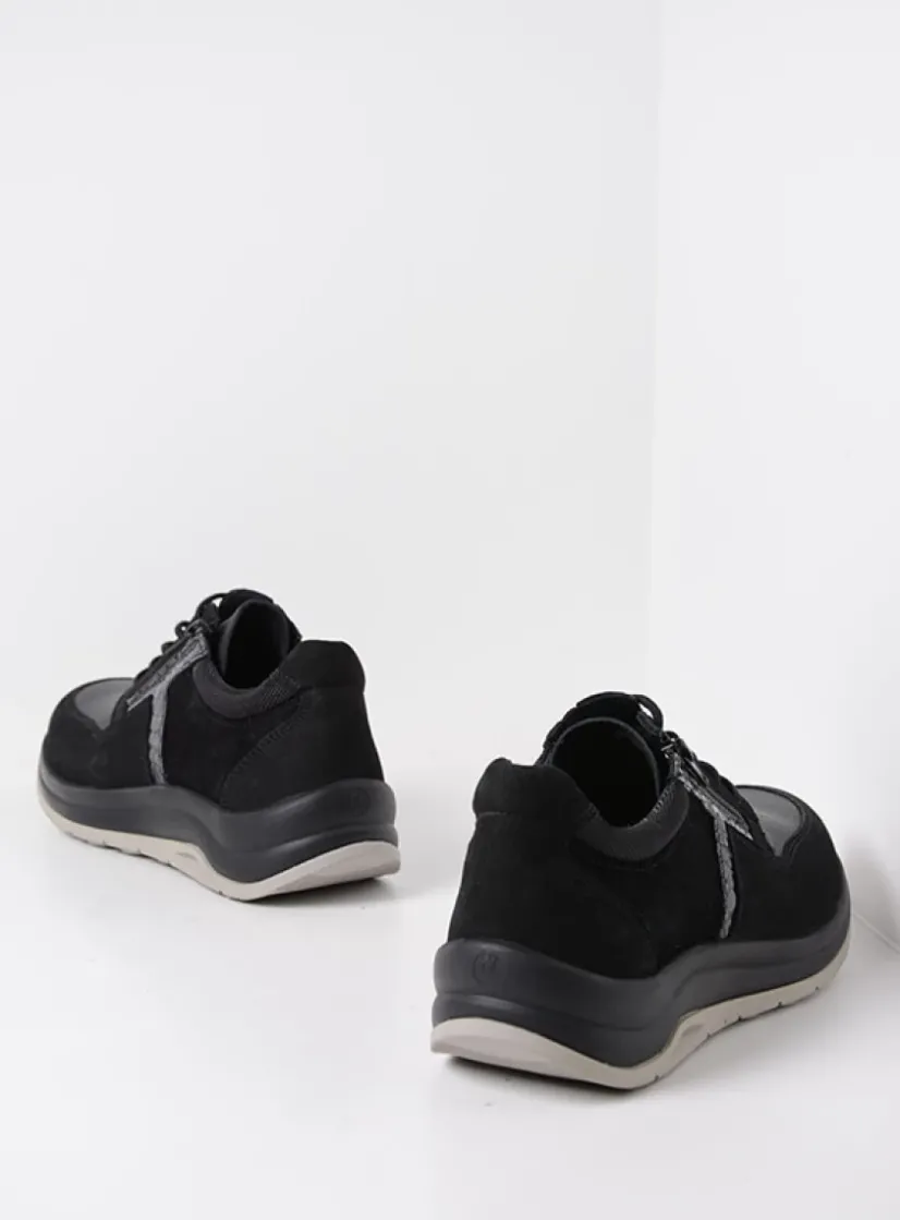 Wolky Comrie - zwart combi leer<DAMES Lage Veterschoenen|Wandelschoenen