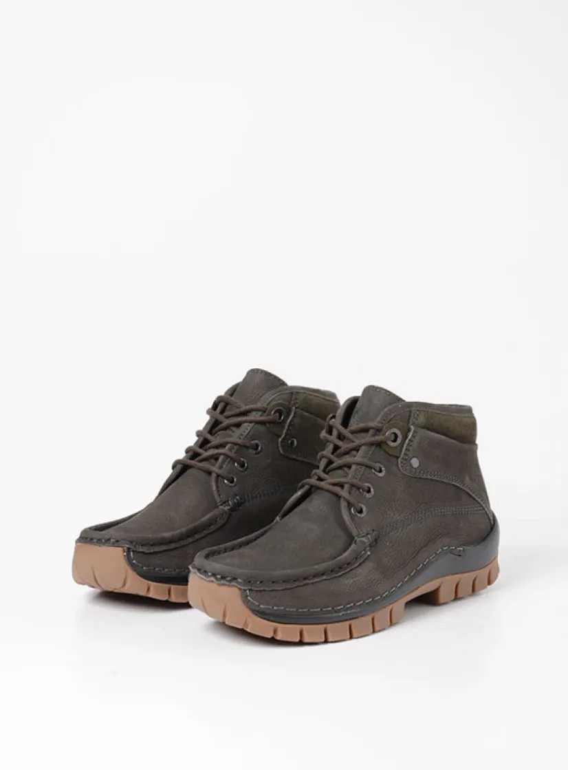 Wolky Cross - asfalt nubuck<DAMES Hoge Veterschoenen|Herfst/Winter