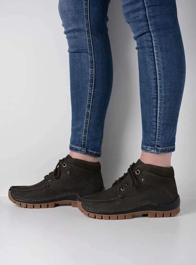 Wolky Cross - asfalt nubuck<DAMES Hoge Veterschoenen|Herfst/Winter