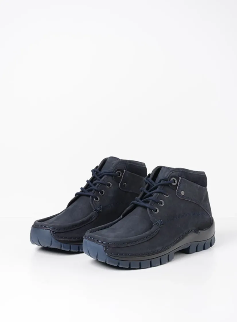 Wolky Cross - blauw nubuck<DAMES Hoge Veterschoenen|Herfst/Winter