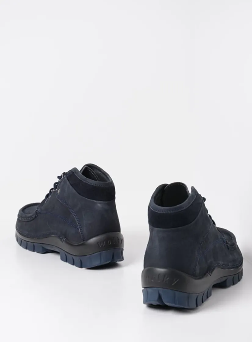 Wolky Cross - blauw nubuck<DAMES Hoge Veterschoenen|Herfst/Winter