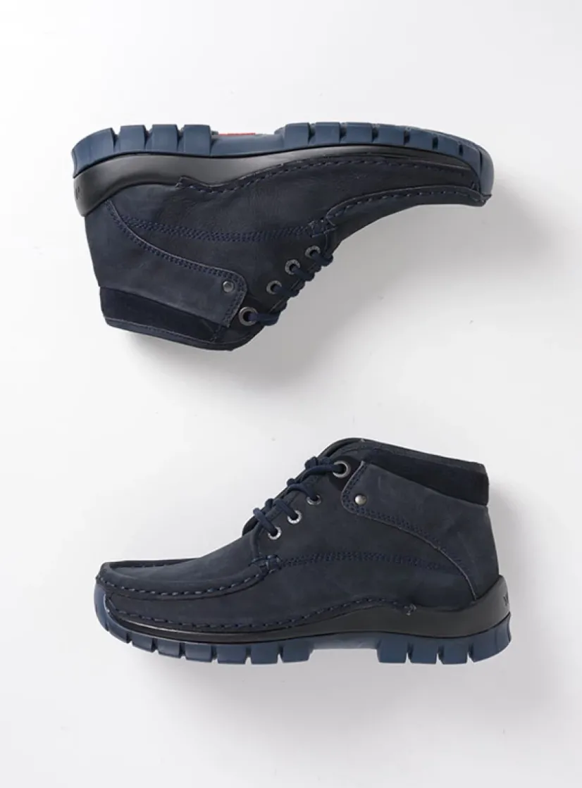 Wolky Cross - blauw nubuck<DAMES Hoge Veterschoenen|Herfst/Winter