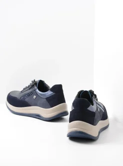 Wolky Cupar - blauw combi leer<DAMES Lage Veterschoenen|Wandelschoenen