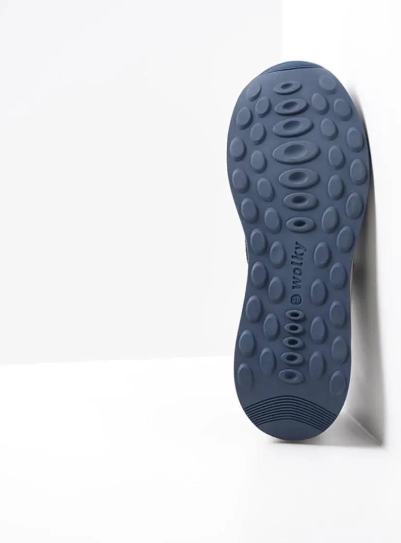 Wolky Cupar - blauw combi leer<DAMES Lage Veterschoenen|Wandelschoenen