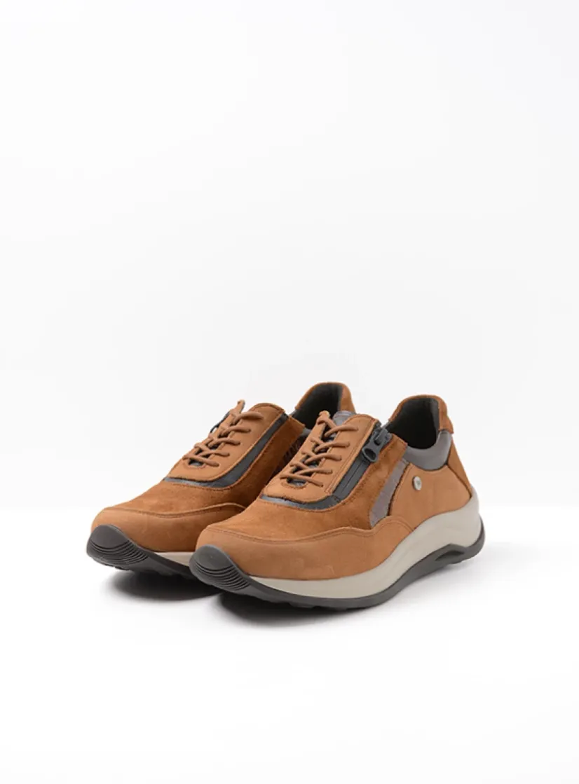 Wolky Cupar - cognac combi leer<DAMES Lage Veterschoenen|Sneakers