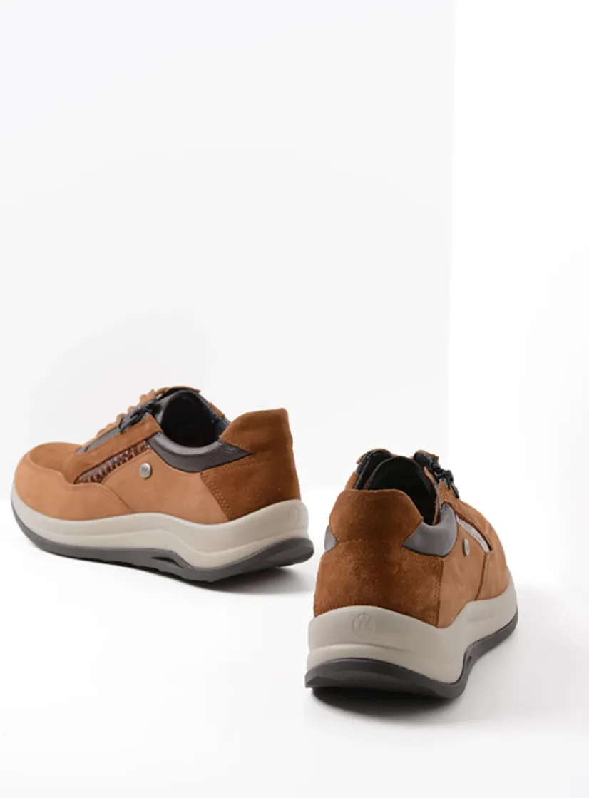 Wolky Cupar - cognac combi leer<DAMES Lage Veterschoenen|Sneakers