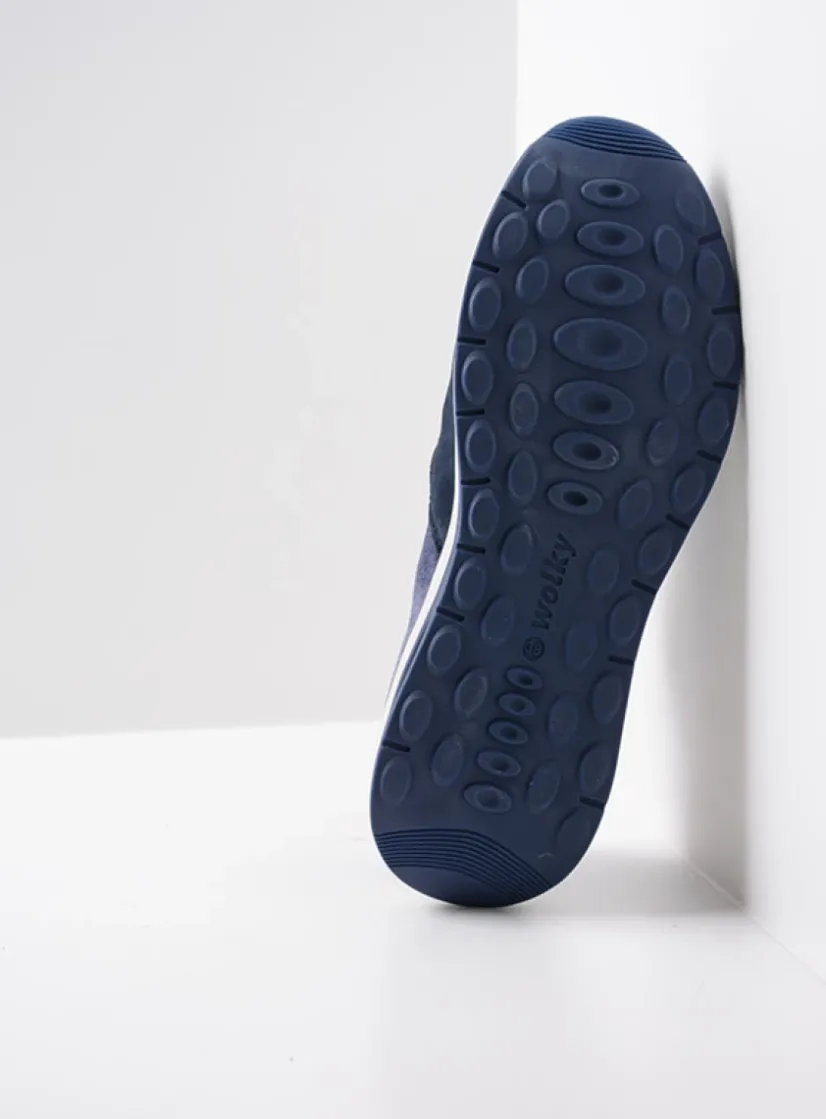 Wolky Cupar - denim combi leer<DAMES Lage Veterschoenen|Wandelschoenen