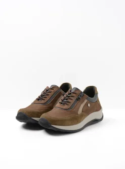 Wolky Cupar - taupe combi leer<DAMES Lage Veterschoenen|Wandelschoenen