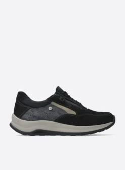 Wolky Cupar - zwart combi leer<DAMES Lage Veterschoenen|Wandelschoenen