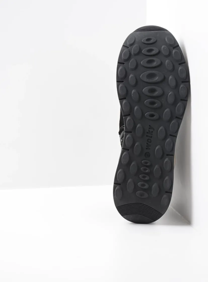 Wolky Cupar - zwart combi leer<DAMES Lage Veterschoenen|Wandelschoenen