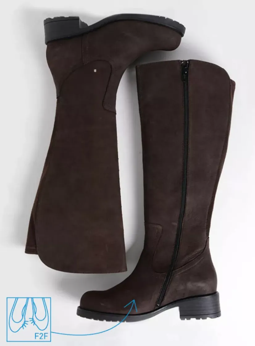 Wolky Curtina F2F - bruin nubuck<DAMES Lange Laarzen|Herfst/Winter