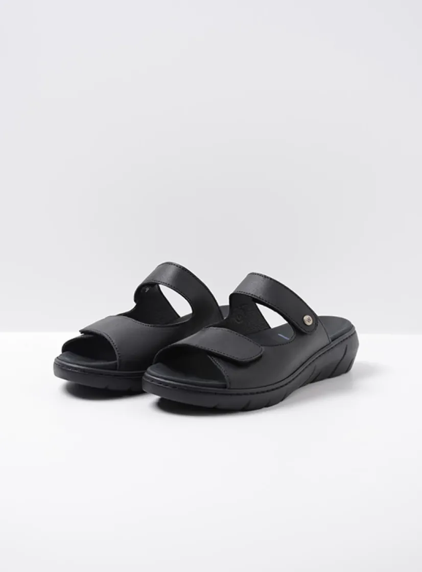 Wolky Cyprus - zwart leer<DAMES Slippers
