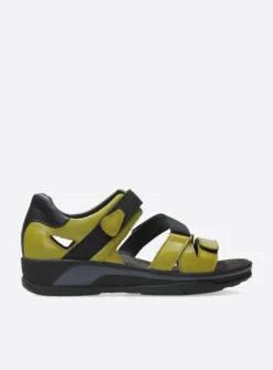 Wolky Desh - olijfgroen leer<DAMES Sandalen