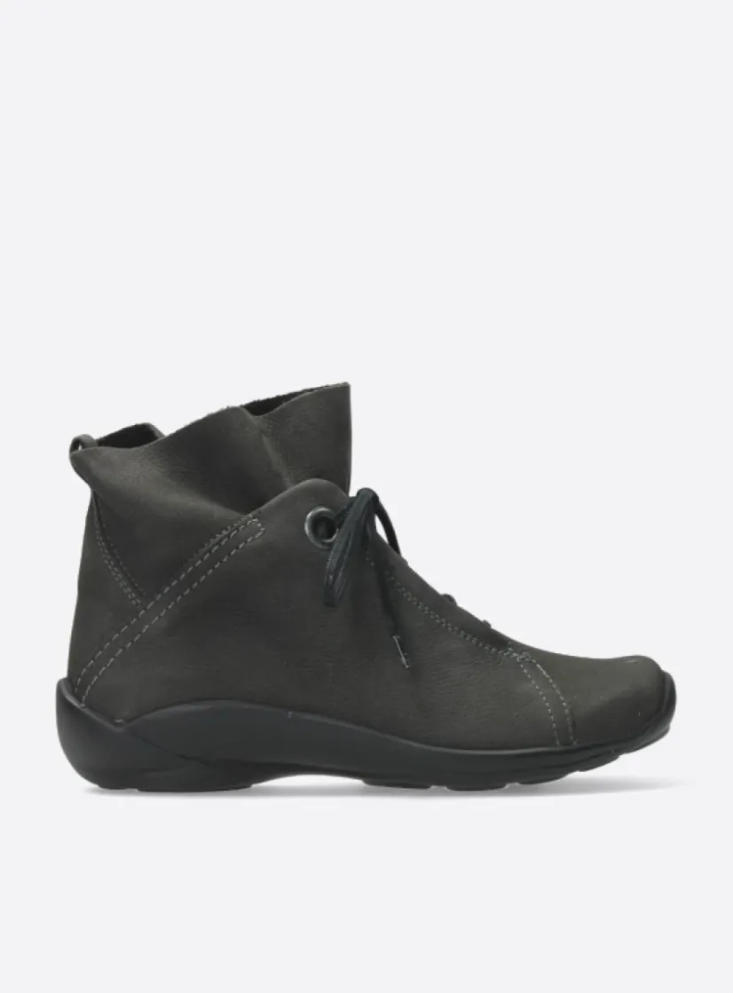 Wolky Diana - asfalt nubuck<DAMES Hoge Veterschoenen|Herfst/Winter