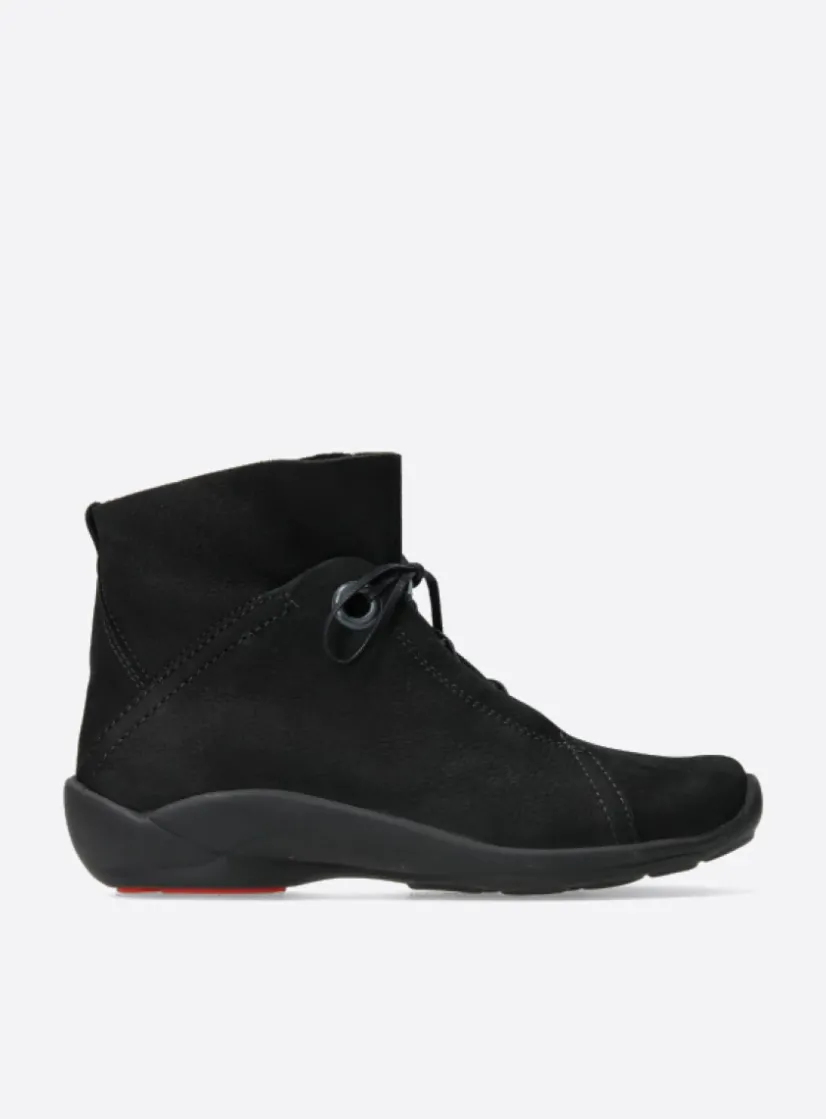 Wolky Diana - zwart nubuck<DAMES Hoge Veterschoenen|Herfst/Winter