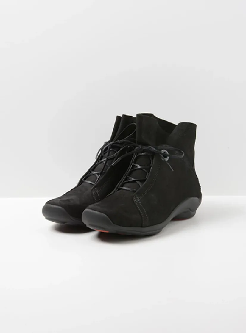 Wolky Diana - zwart nubuck<DAMES Hoge Veterschoenen|Herfst/Winter