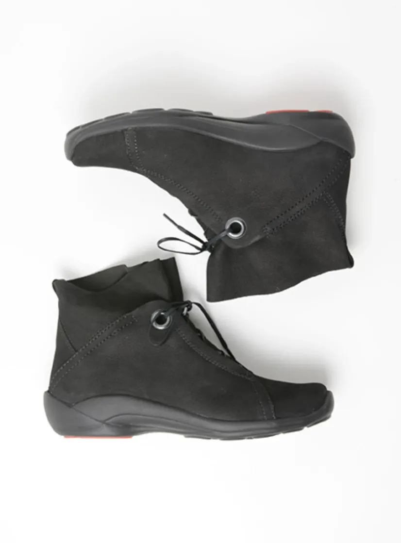 Wolky Diana - zwart nubuck<DAMES Hoge Veterschoenen|Herfst/Winter