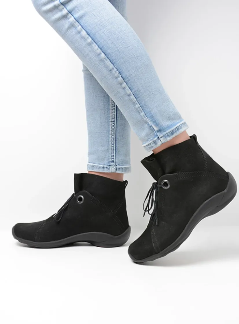 Wolky Diana - zwart nubuck<DAMES Hoge Veterschoenen|Herfst/Winter
